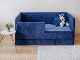 Диван-кровать Happy (синий) в Нижнем Бестяхе - nizhnij-bestyah.mebel-nsk.ru | фото