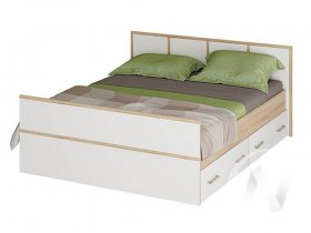 Двуспальная кровать 1,4м Сакура (дуб сонома/белый) в Нижнем Бестяхе - nizhnij-bestyah.mebel-nsk.ru | фото