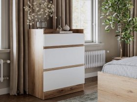 Комод 3 ящика Брауни (дуб делано/белый) в Нижнем Бестяхе - nizhnij-bestyah.mebel-nsk.ru | фото