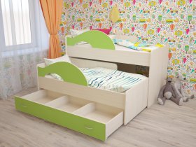 Кровать детская двухуровневая Радуга 80*160 в Нижнем Бестяхе - nizhnij-bestyah.mebel-nsk.ru | фото