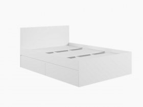 Кровать двуспальная с ящиками 1,4м Мадера-М1400 (белый) в Нижнем Бестяхе - nizhnij-bestyah.mebel-nsk.ru | фото