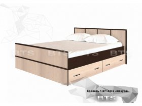 Кровать двуспальная с ящиками 1,4м Сакура (BTS) в Нижнем Бестяхе - nizhnij-bestyah.mebel-nsk.ru | фото