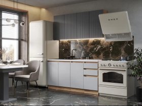 Кухонный гарнитур Ника 1,6 м (графит/серый софт) в Нижнем Бестяхе - nizhnij-bestyah.mebel-nsk.ru | фото
