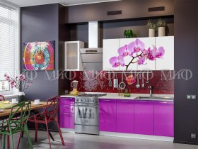 Кухонный гарнитур Орхидея (фиолетовый) в Нижнем Бестяхе - nizhnij-bestyah.mebel-nsk.ru | фото