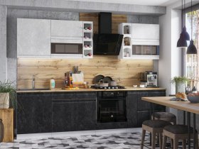 Модульная кухня Бруклин (белый/черный бетон) в Нижнем Бестяхе - nizhnij-bestyah.mebel-nsk.ru | фото