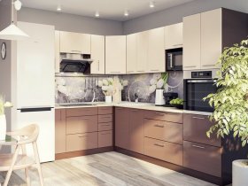 Модульная кухня Классика (ваниль/шоколад) в Нижнем Бестяхе - nizhnij-bestyah.mebel-nsk.ru | фото