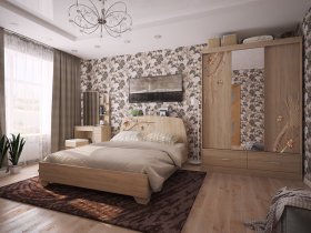 Модульная спальня Виктория-1 (дуб сонома) в Нижнем Бестяхе - nizhnij-bestyah.mebel-nsk.ru | фото