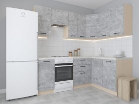 Модульная угловая кухня 1,4м*2,1м Лада (цемент) в Нижнем Бестяхе - nizhnij-bestyah.mebel-nsk.ru | фото