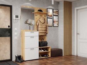 Прихожая Монтана (дуб крафт золотой/белый) в Нижнем Бестяхе - nizhnij-bestyah.mebel-nsk.ru | фото