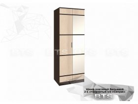 Шкаф двухстворчатый с зеркалом платяной-бельевой Сакура (BTS) в Нижнем Бестяхе - nizhnij-bestyah.mebel-nsk.ru | фото