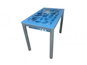 Стол обеденный В 828-2 (стекло голубое) в Нижнем Бестяхе - nizhnij-bestyah.mebel-nsk.ru | фото
