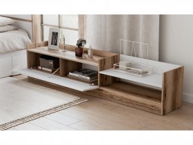 Тумба под ТВ Брауни (дуб делано/белый) в Нижнем Бестяхе - nizhnij-bestyah.mebel-nsk.ru | фото